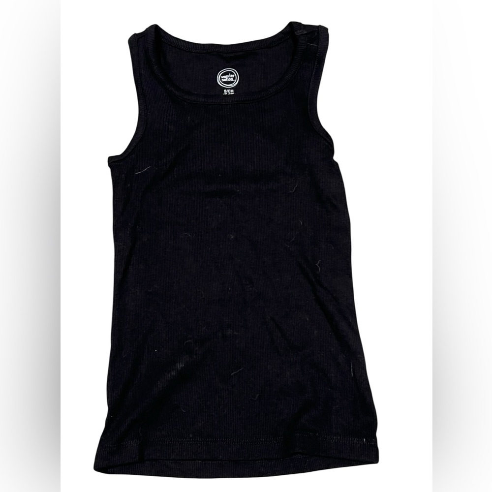 Wonder Nation Black Ribbed Tank Top (Size 6–6X)
